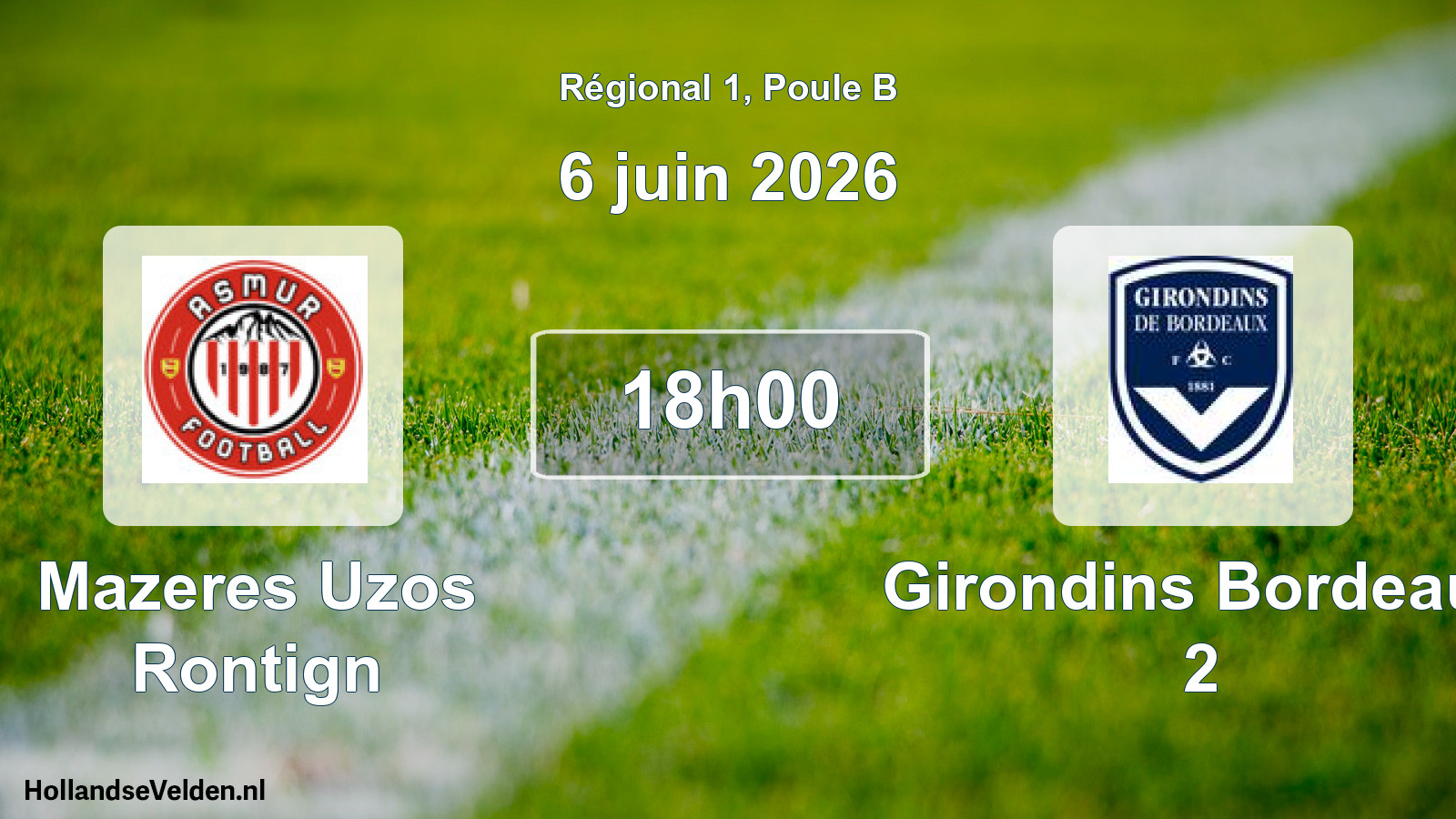 Scheduled Match: Mazeres Uzos Rontign - Girondins Bordeaux 2 (6 June 2026)