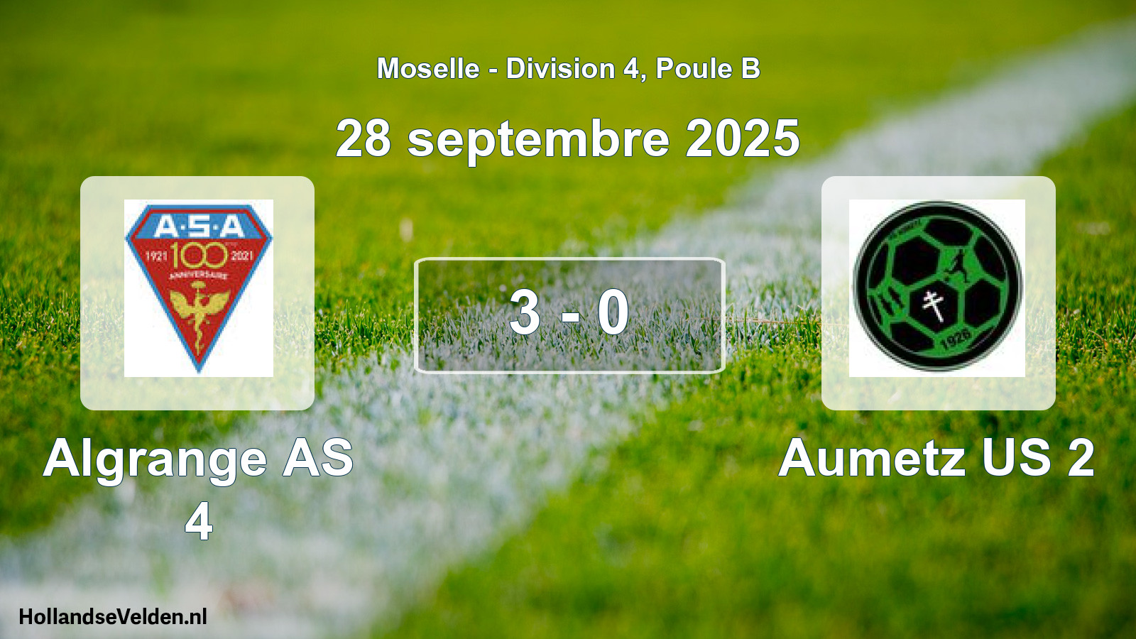 Match joué: Algrange AS 4 - Aumetz US 2 3 - 0 (28 septembre 2025)