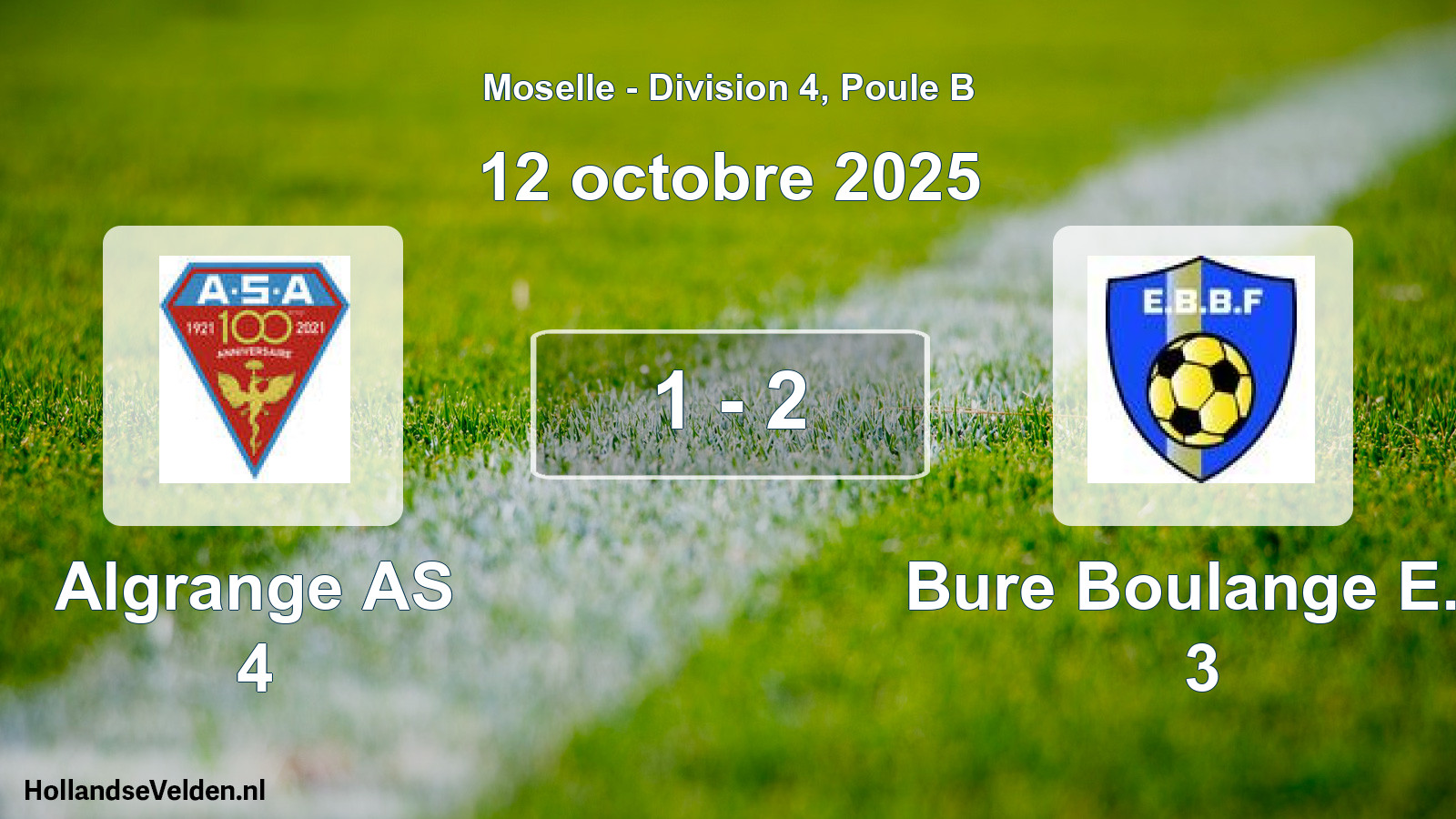 Match joué: Algrange AS 4 - Bure Boulange E.f. 3 1 - 2 (12 octobre 2025)