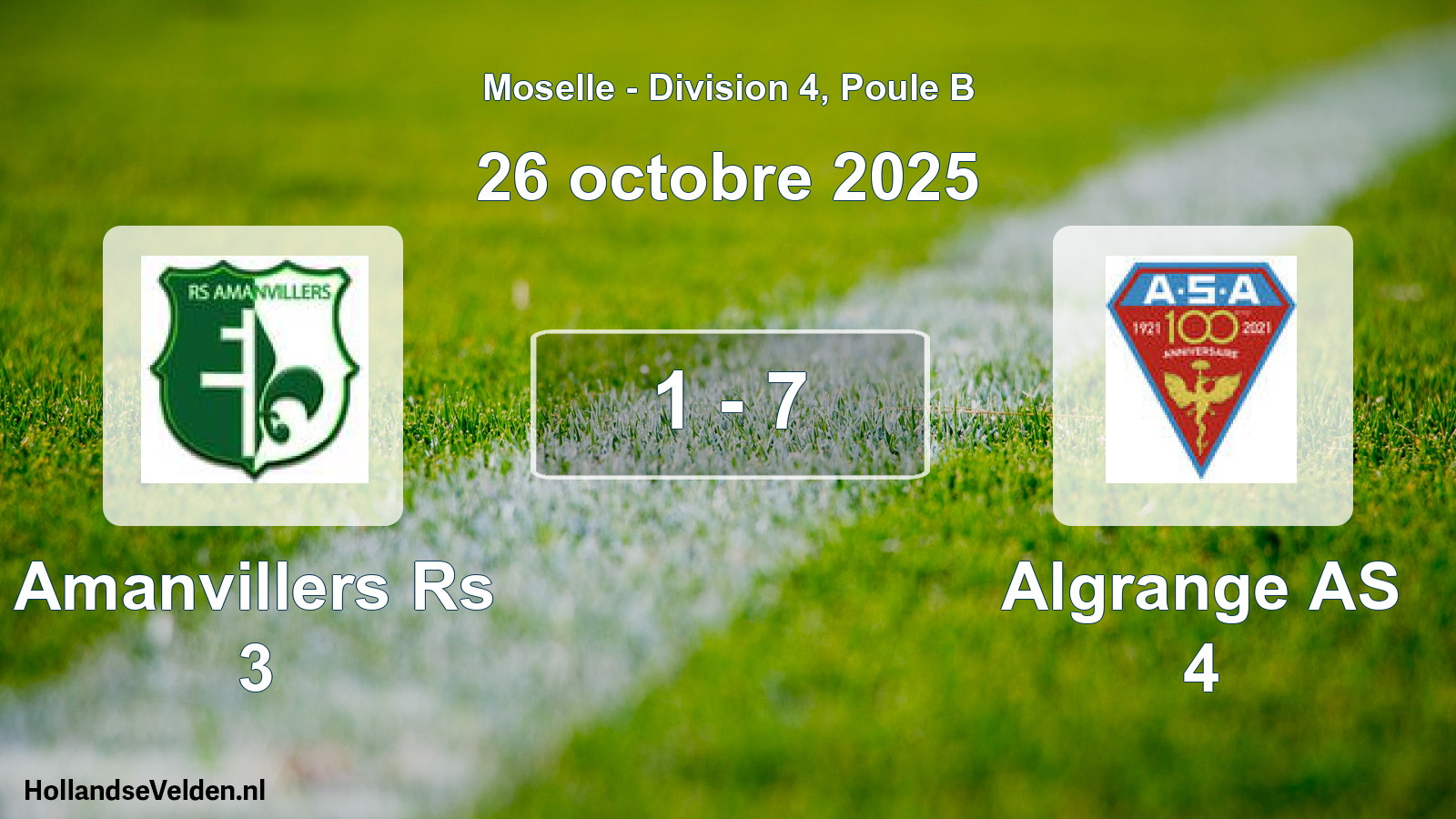 Match joué: Amanvillers Rs 3 - Algrange AS 4 1 - 7 (26 octobre 2025)