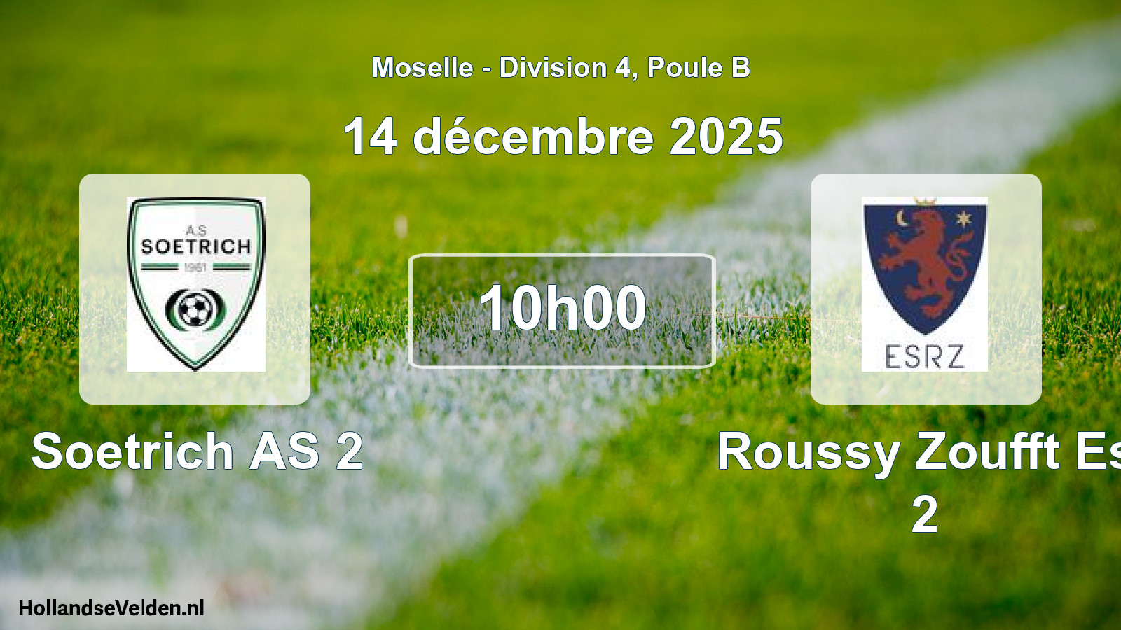 Match programmé: Soetrich AS 2 - Roussy Zoufft Es 2 (7 décembre 2025)