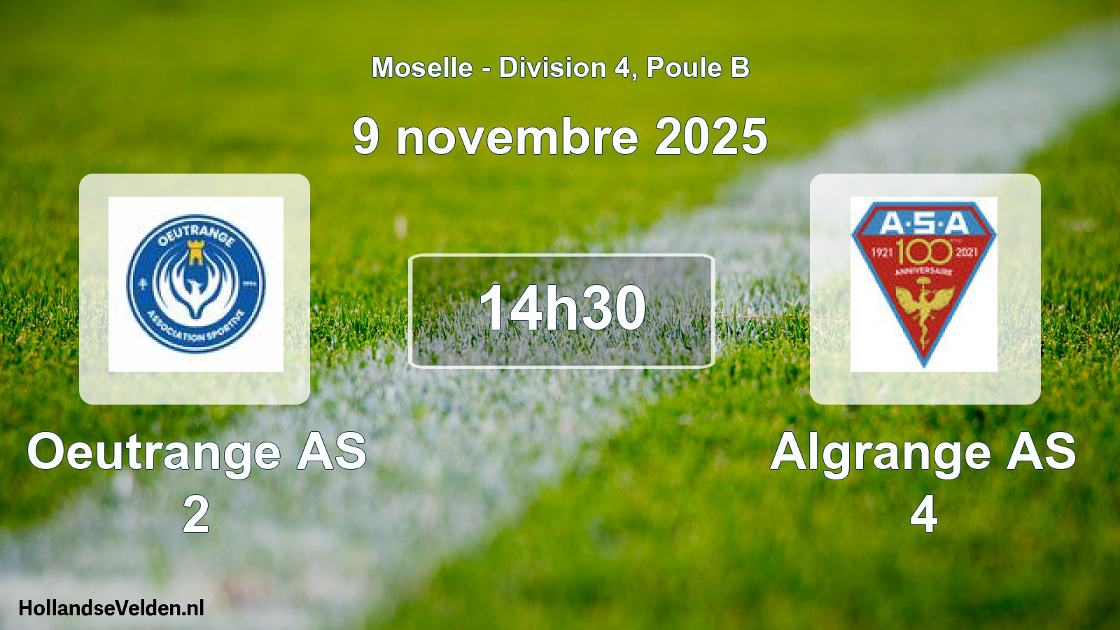 Match programmé: Oeutrange AS 2 - Algrange AS 4 (9 novembre 2025)