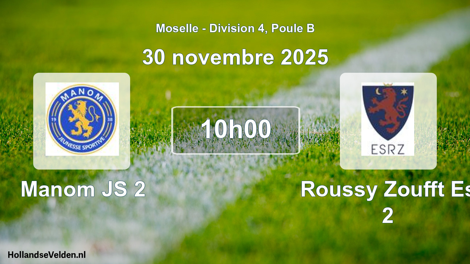 Match programmé: Manom JS 2 - Roussy Zoufft Es 2 (30 novembre 2025)
