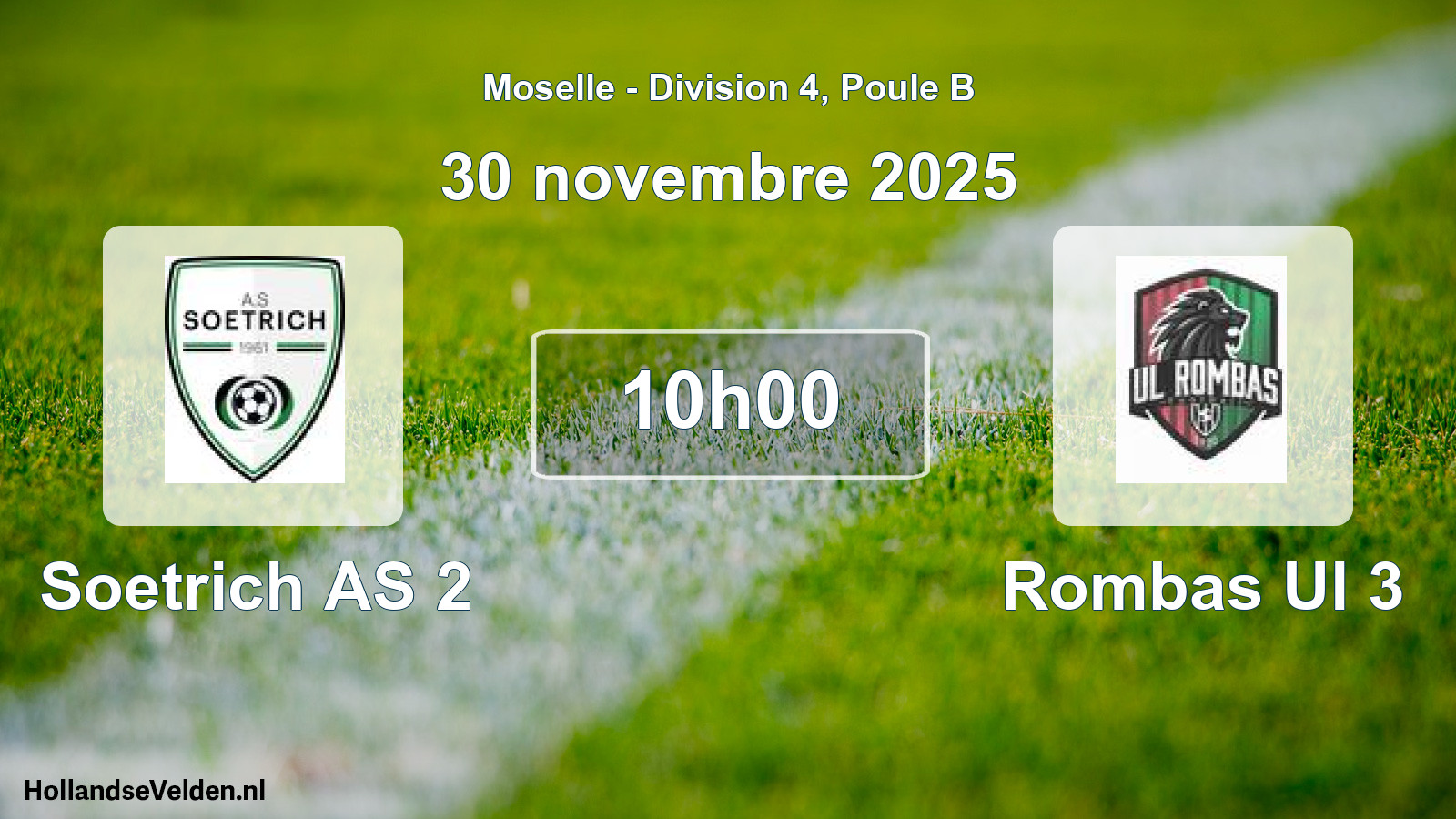 Match programmé: Soetrich AS 2 - Rombas Ul 3 (30 novembre 2025)