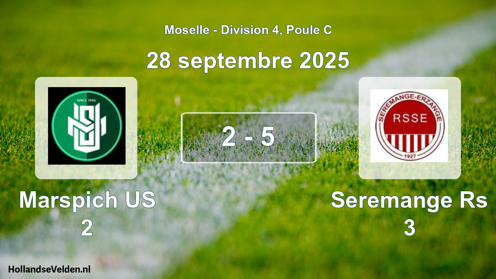 Match joué: Marspich US 2 - Seremange Rs 3 2 - 5 (28 septembre 2025)