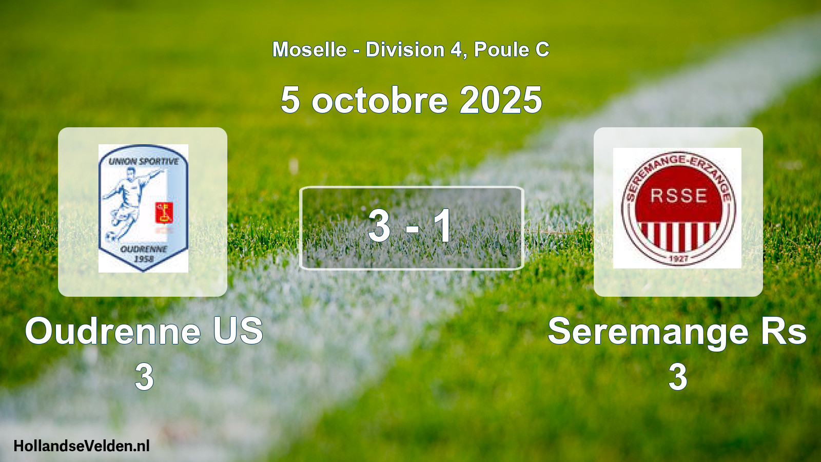 Match joué: Oudrenne US 3 - Seremange Rs 3 3 - 1 (5 octobre 2025)