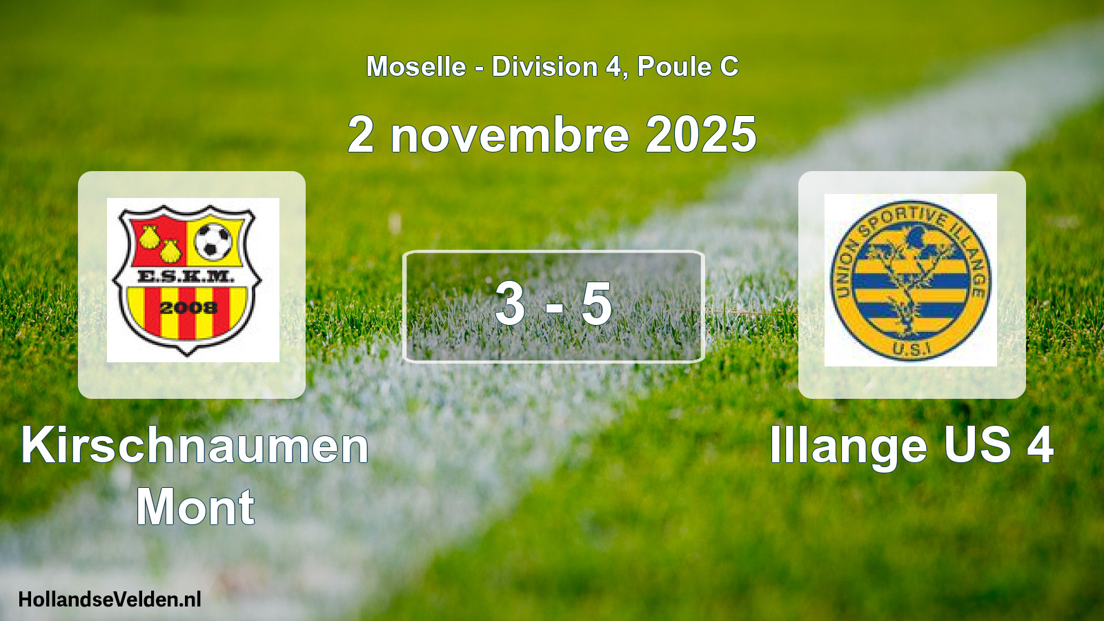Match joué: Kirschnaumen Mont - Illange US 4 3 - 5 (2 novembre 2025)