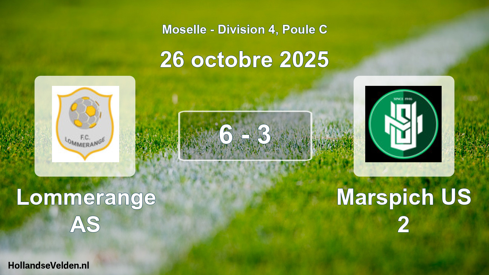 Match joué: Lommerange AS - Marspich US 2 6 - 3 (26 octobre 2025)