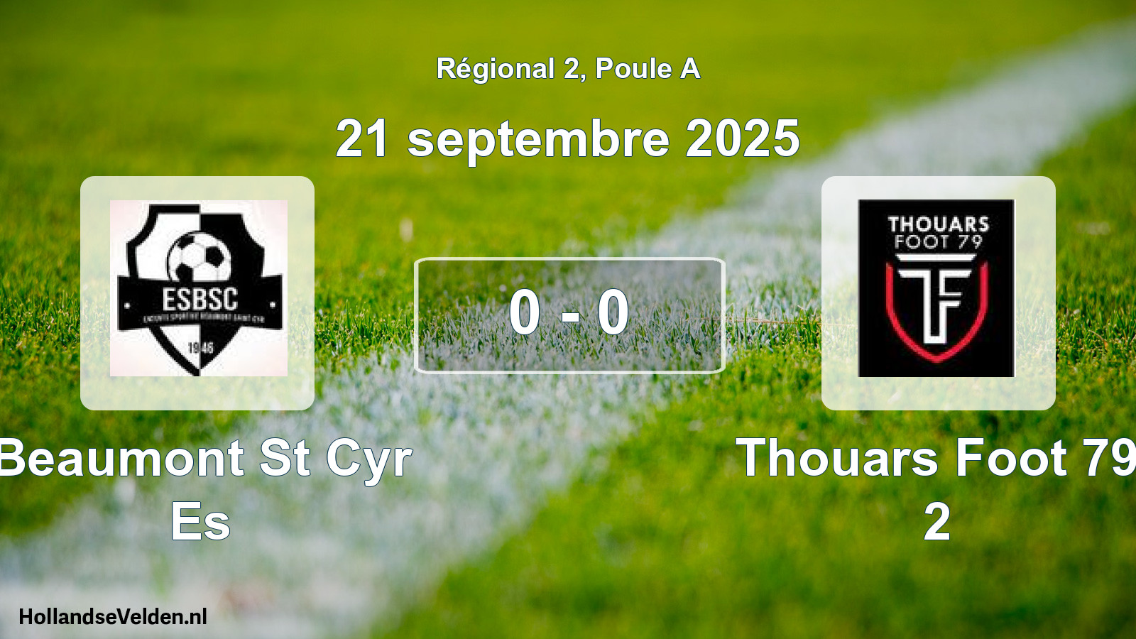 Total number of matches played: Beaumont St Cyr Es - Thouars Foot 79 2 0 - 0 (21 September 2025)