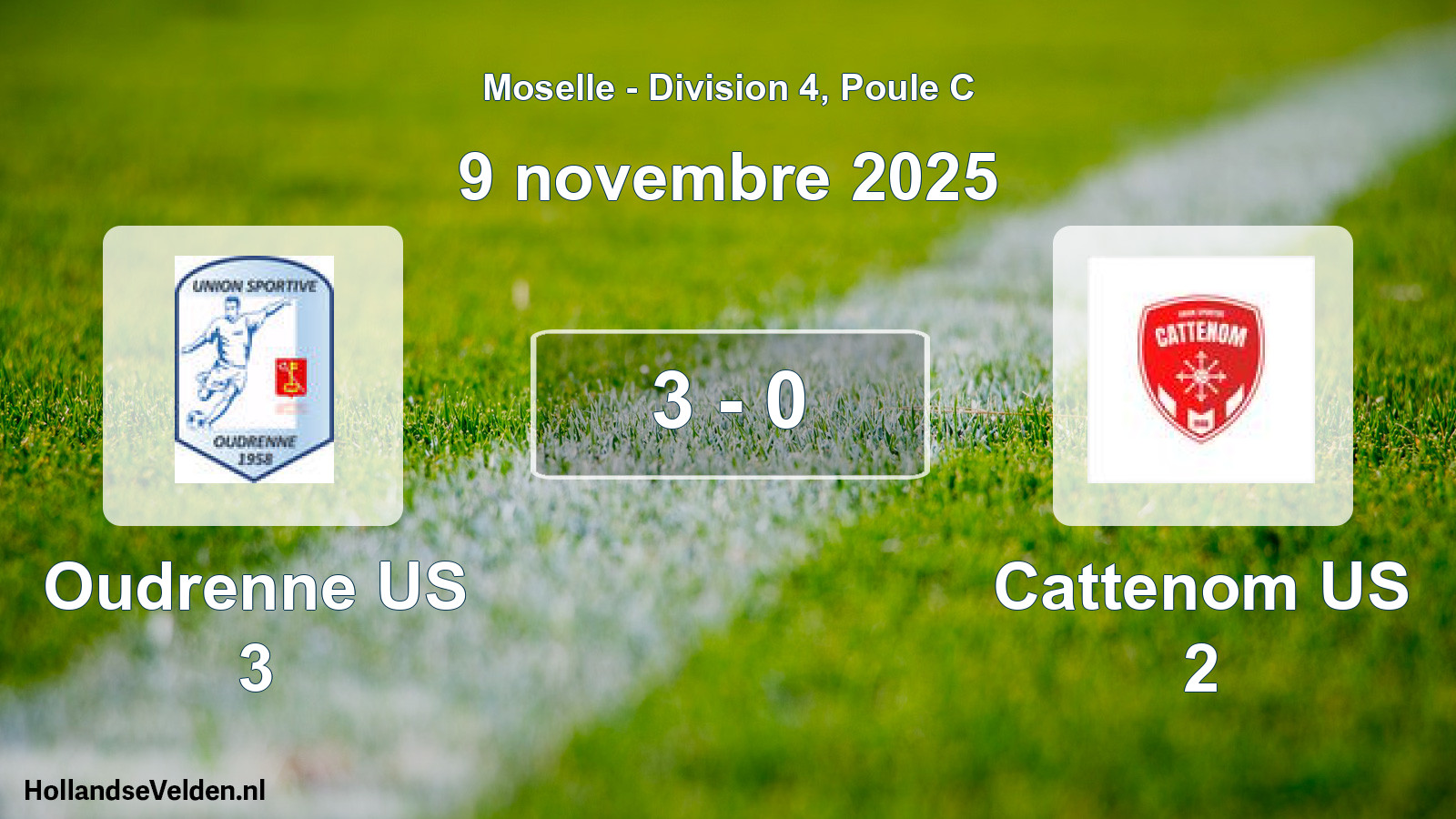 Match joué: Oudrenne US 3 - Cattenom US 2 3 - 0 (9 novembre 2025)