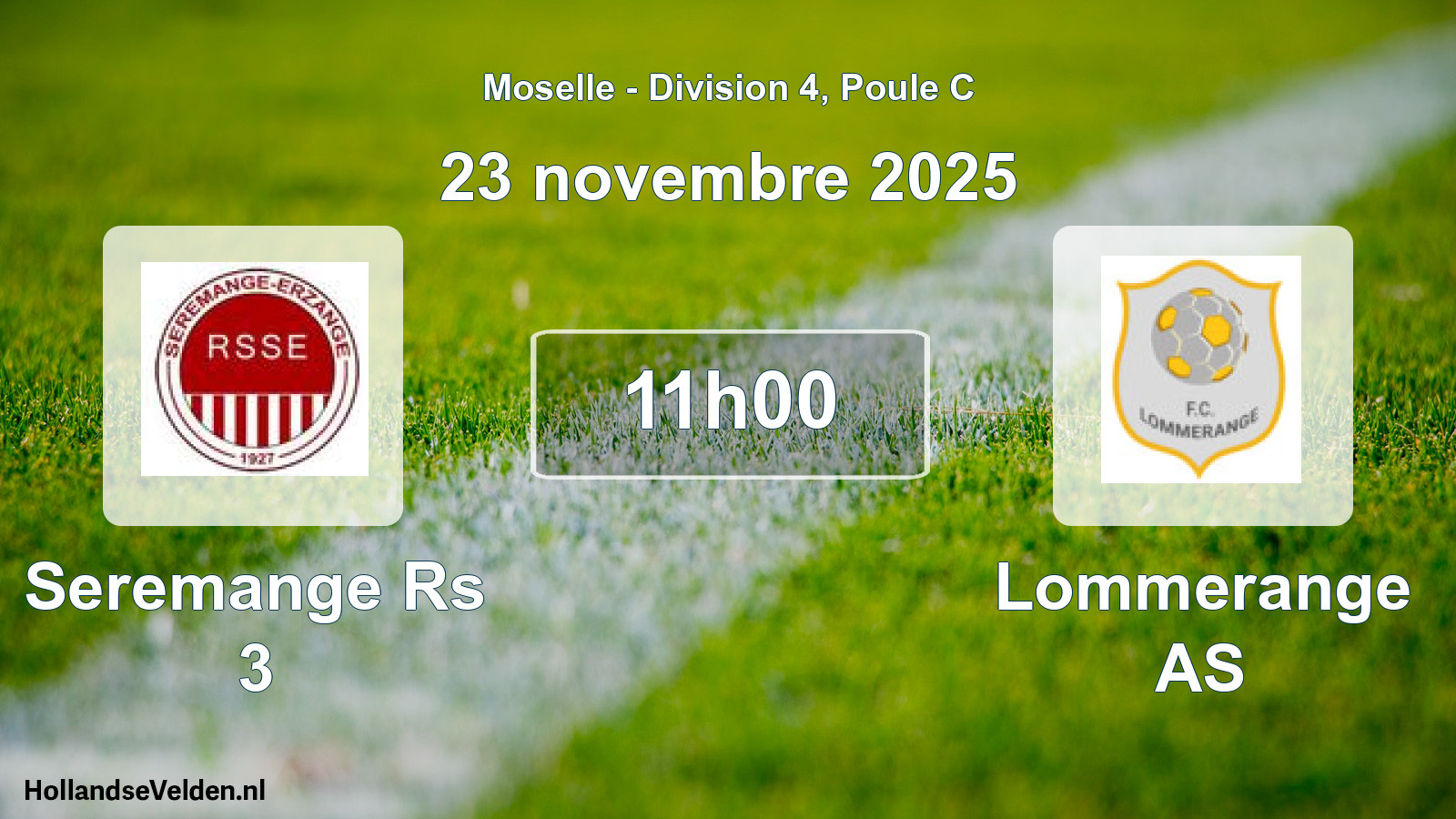 Match programmé: Seremange Rs 3 - Lommerange AS (23 novembre 2025)