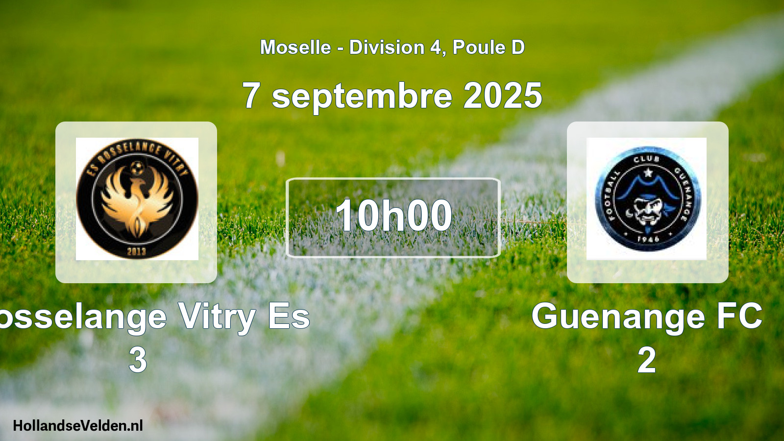 Match programmé: Rosselange Vitry Es 3 - Guenange FC 2 (7 septembre 2025)