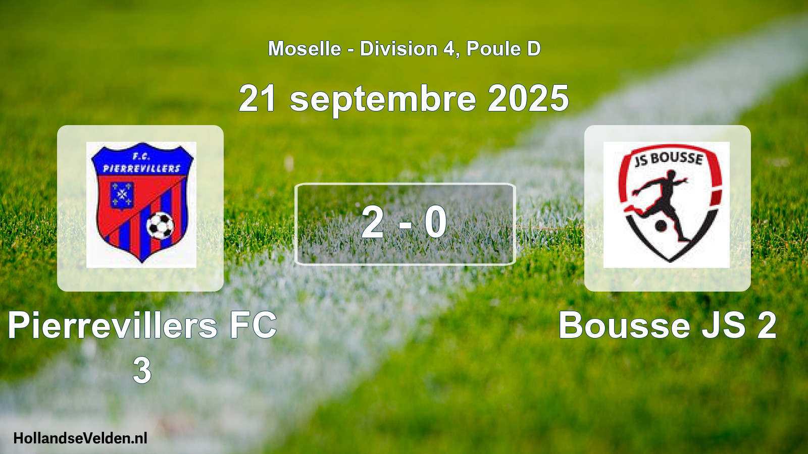 Match joué: Pierrevillers FC 3 - Bousse JS 2 2 - 0 (21 septembre 2025)