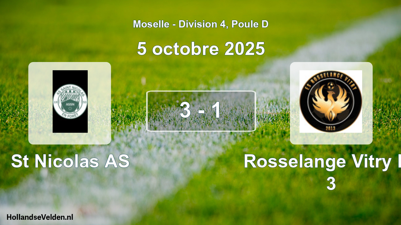 Match joué: St Nicolas AS - Rosselange Vitry Es 3 3 - 1 (5 octobre 2025)