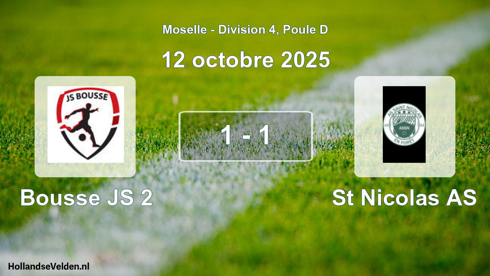 Match joué: Bousse JS 2 - St Nicolas AS 1 - 1 (12 octobre 2025)