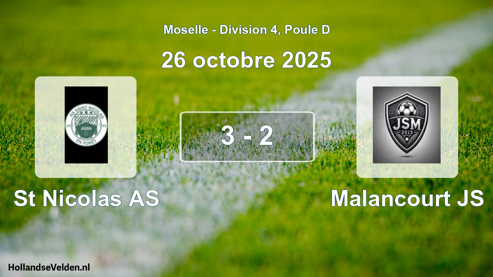 Gespeelde wedstrijd: St Nicolas AS - Malancourt JS 3 - 2 (26 oktober 2025)