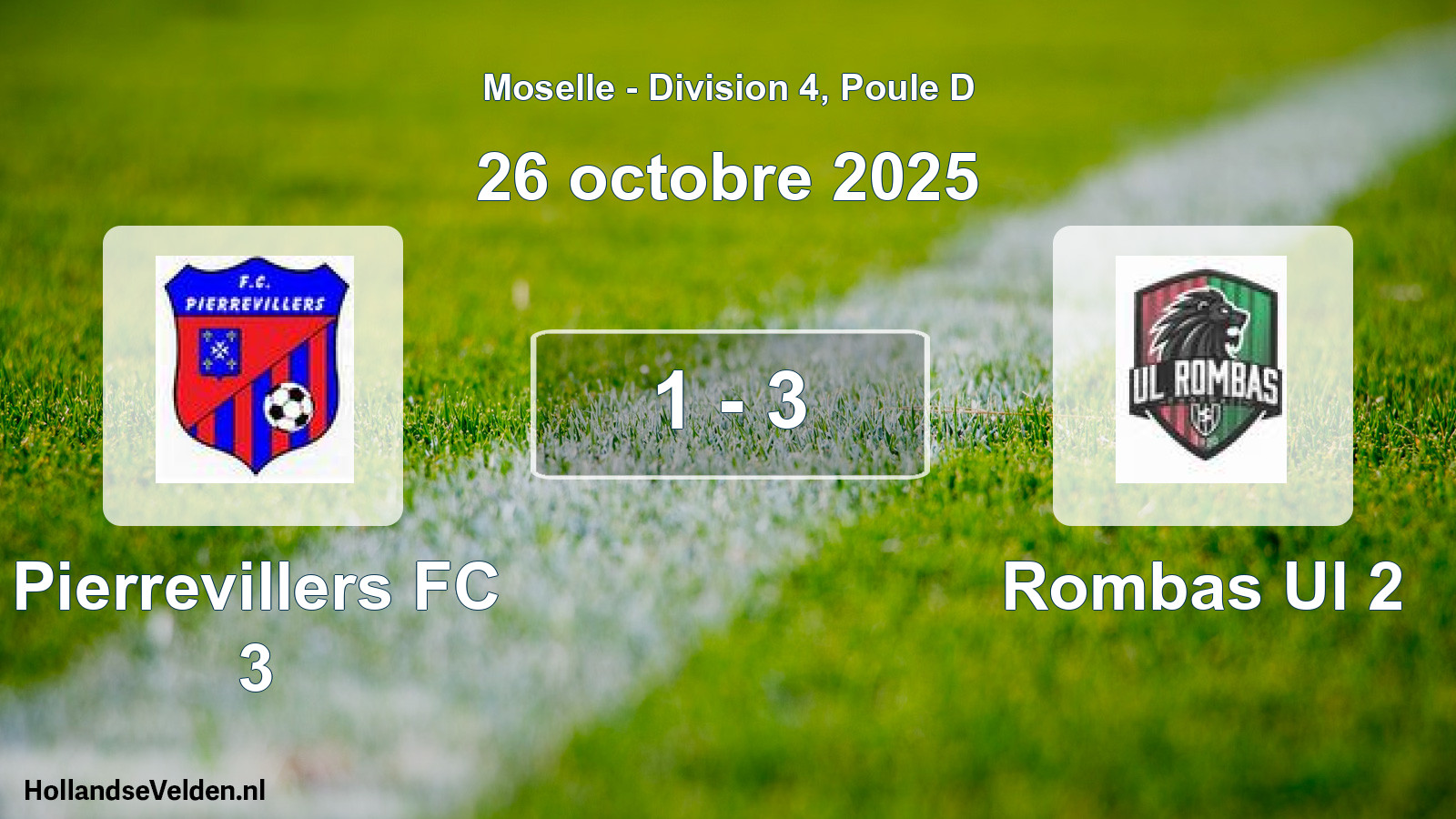 Match joué: Pierrevillers FC 3 - Rombas Ul 2 1 - 3 (26 octobre 2025)