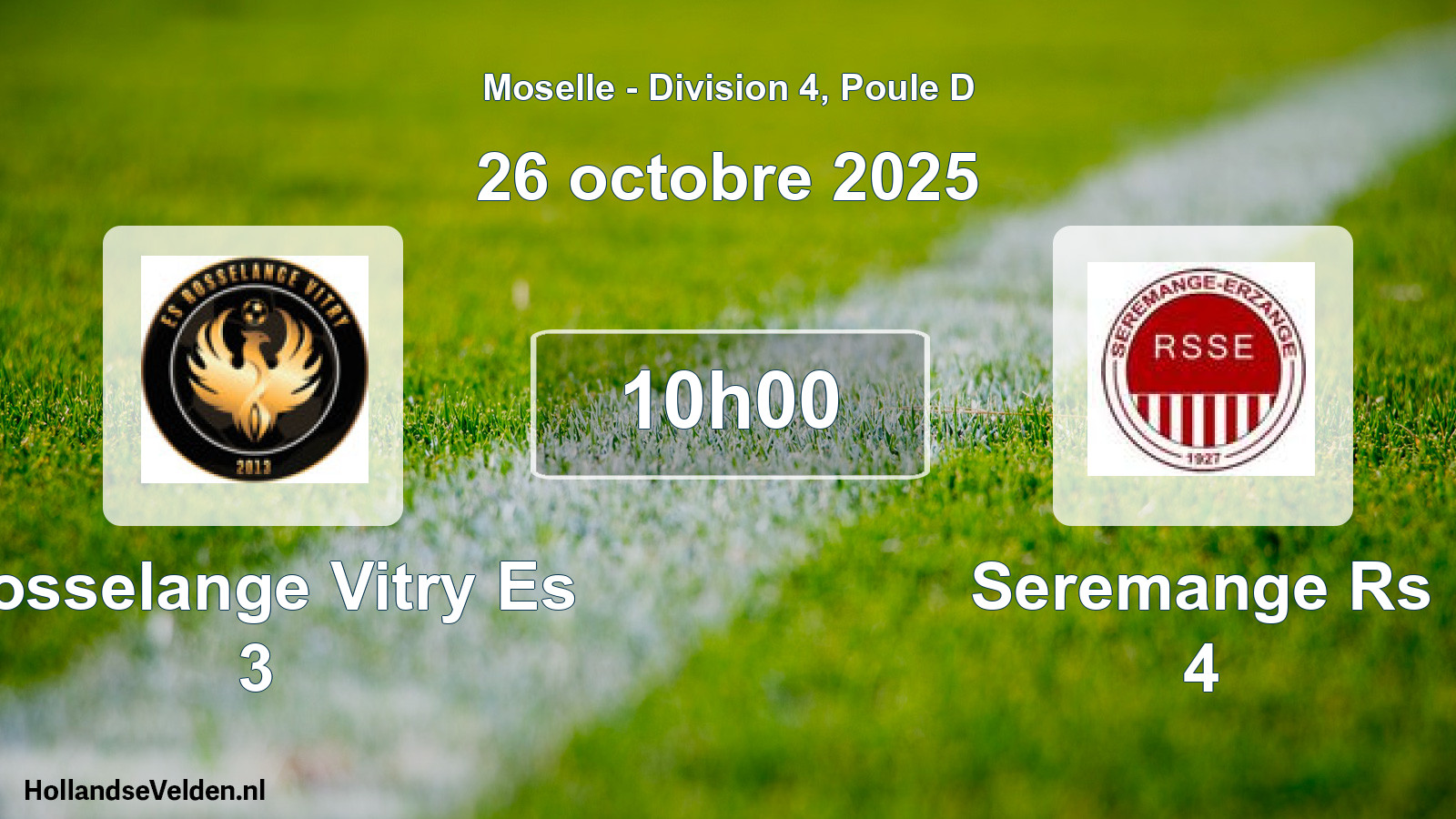 Match programmé: Rosselange Vitry Es 3 - Seremange Rs 4 (26 octobre 2025)