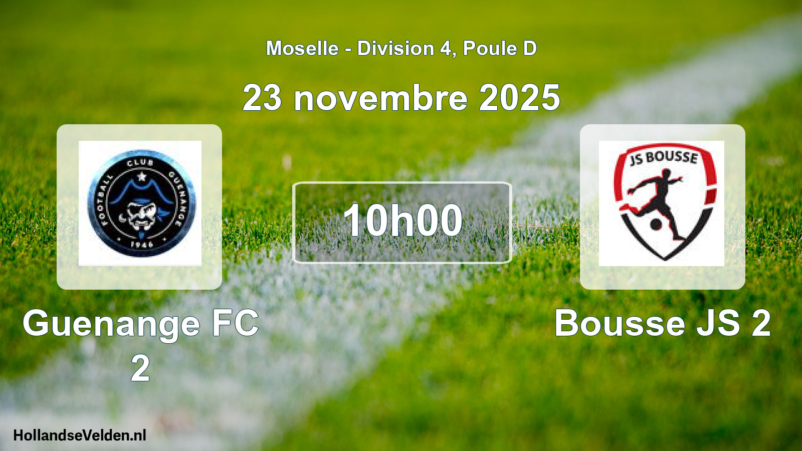 Match programmé: Guenange FC 2 - Bousse JS 2 (23 novembre 2025)