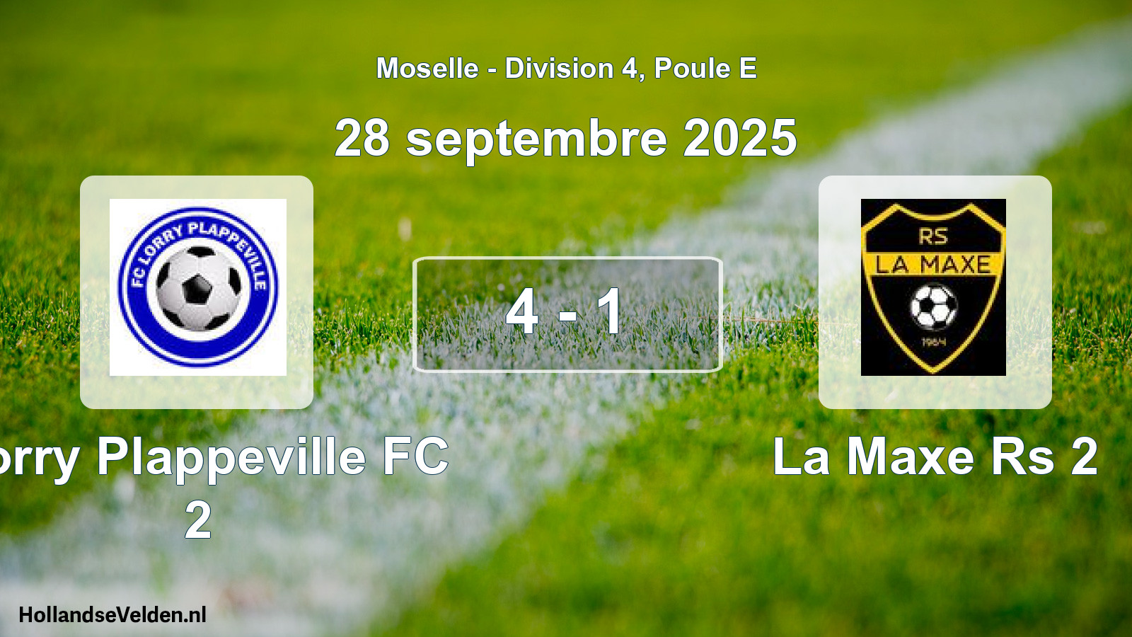 Gespeelde wedstrijd: Lorry Plappeville FC 2 - La Maxe Rs 2 4 - 1 (28 september 2025)