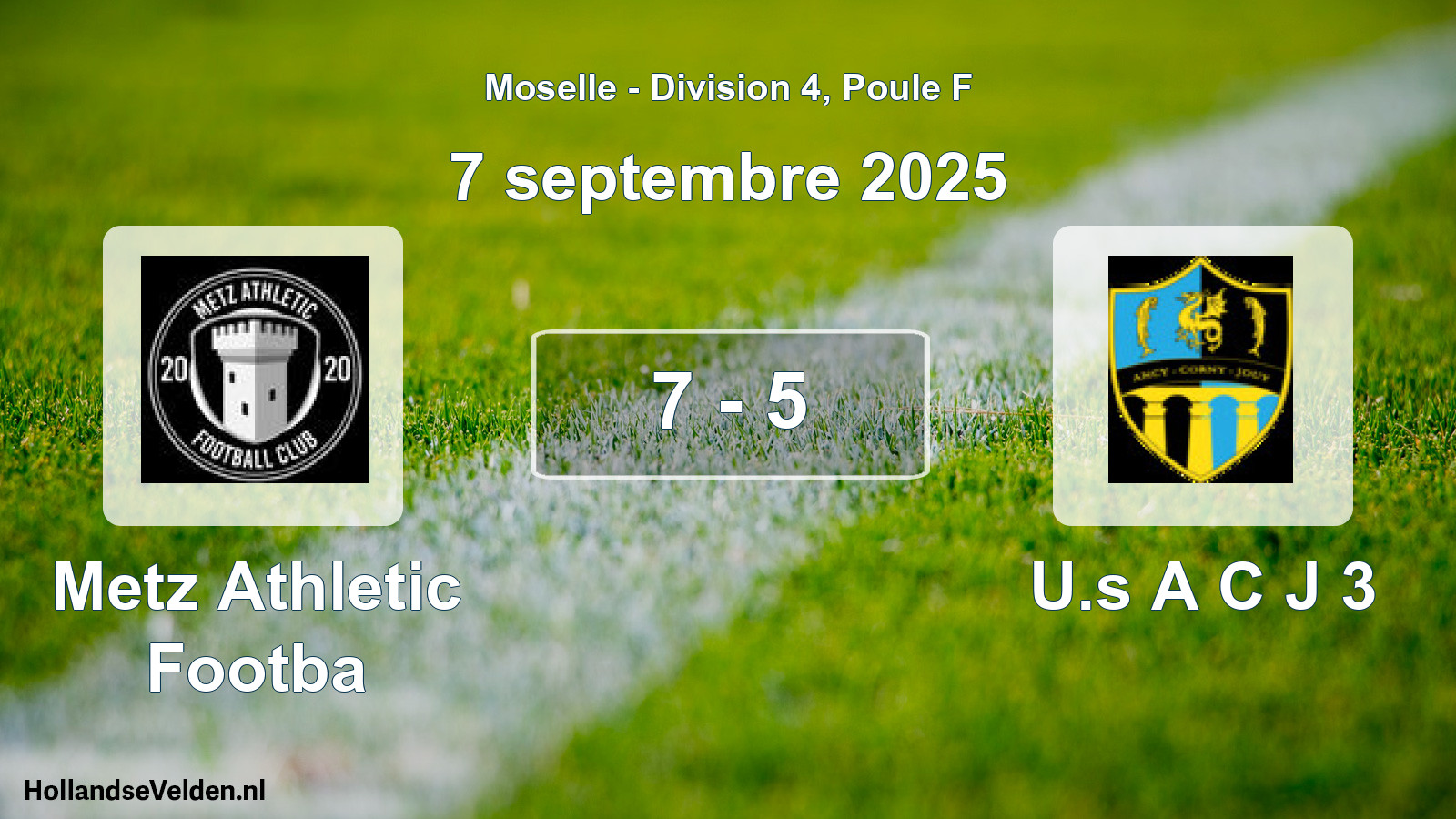 Gespeelde wedstrijd: Metz Athletic Footba - U.s A C J 3 7 - 5 (7 september 2025)