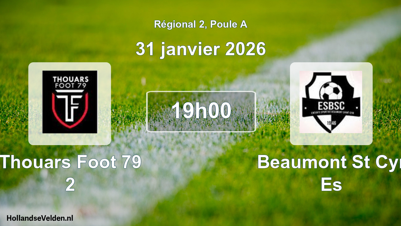 Scheduled Match: Thouars Foot 79 2 - Beaumont St Cyr Es (31 January 2026)