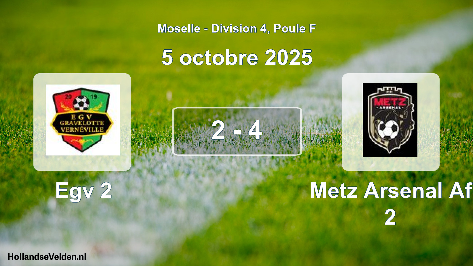 Gespeelde wedstrijd: Egv 2 - Metz Arsenal Af 2 2 - 4 (5 oktober 2025)