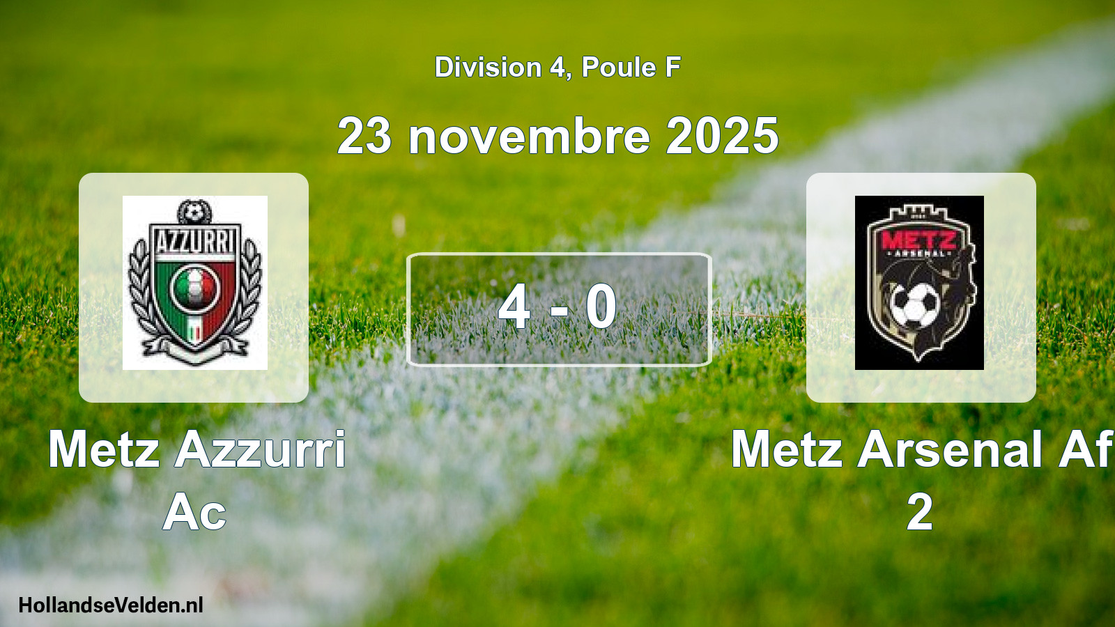 Total number of matches played: Metz Azzurri Ac - Metz Arsenal Af 2 4 - 0 (23 November 2025)