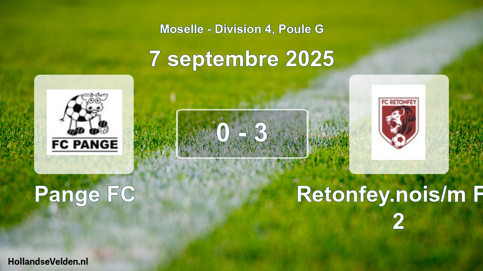 Gespeelde wedstrijd: Pange FC - Retonfey.nois/m FC 2 0 - 3 (7 september 2025)