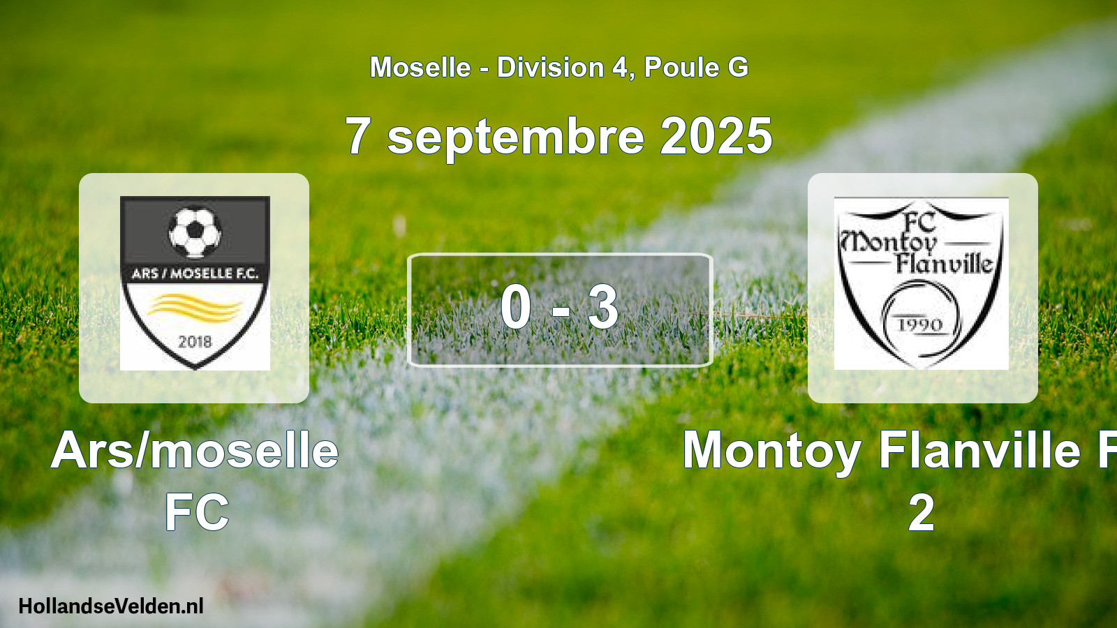 Match joué: Ars/moselle FC - Montoy Flanville FC 2 0 - 3 (7 septembre 2025)