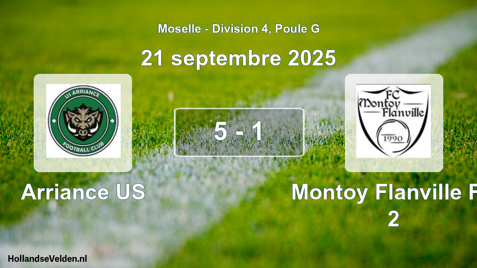 Match joué: Arriance US - Montoy Flanville FC 2 5 - 1 (21 septembre 2025)