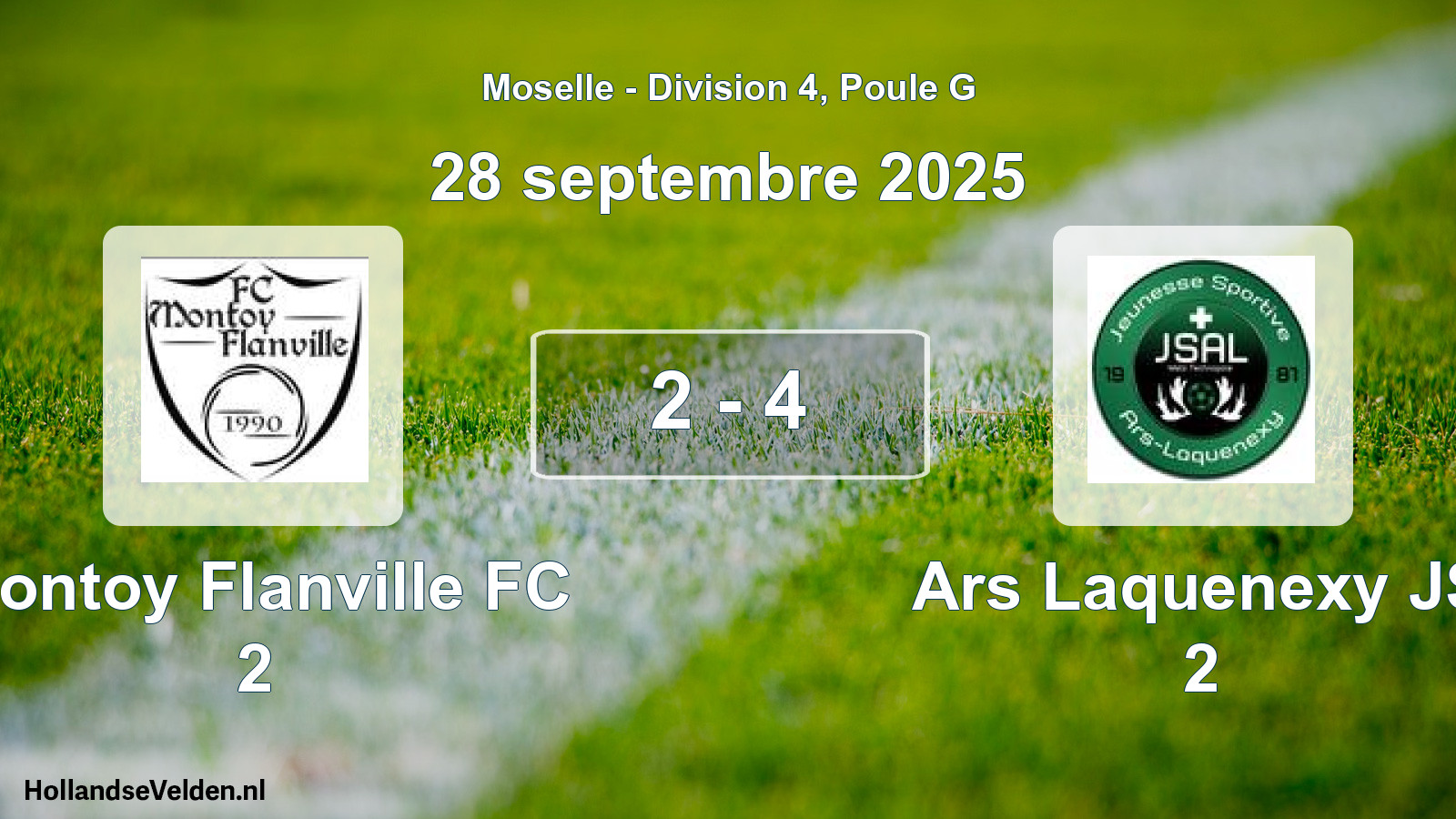 Total number of matches played: Montoy Flanville FC 2 - Ars Laquenexy JS 2 2 - 4 (28 September 2025)