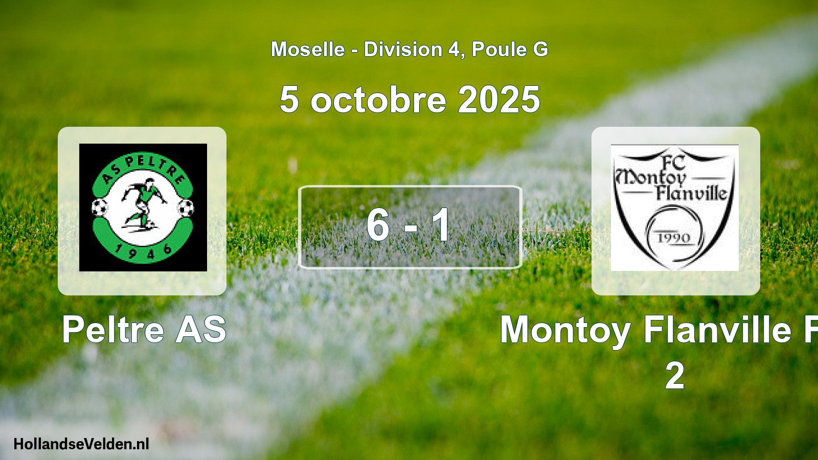 Match joué: Peltre AS - Montoy Flanville FC 2 6 - 1 (5 octobre 2025)