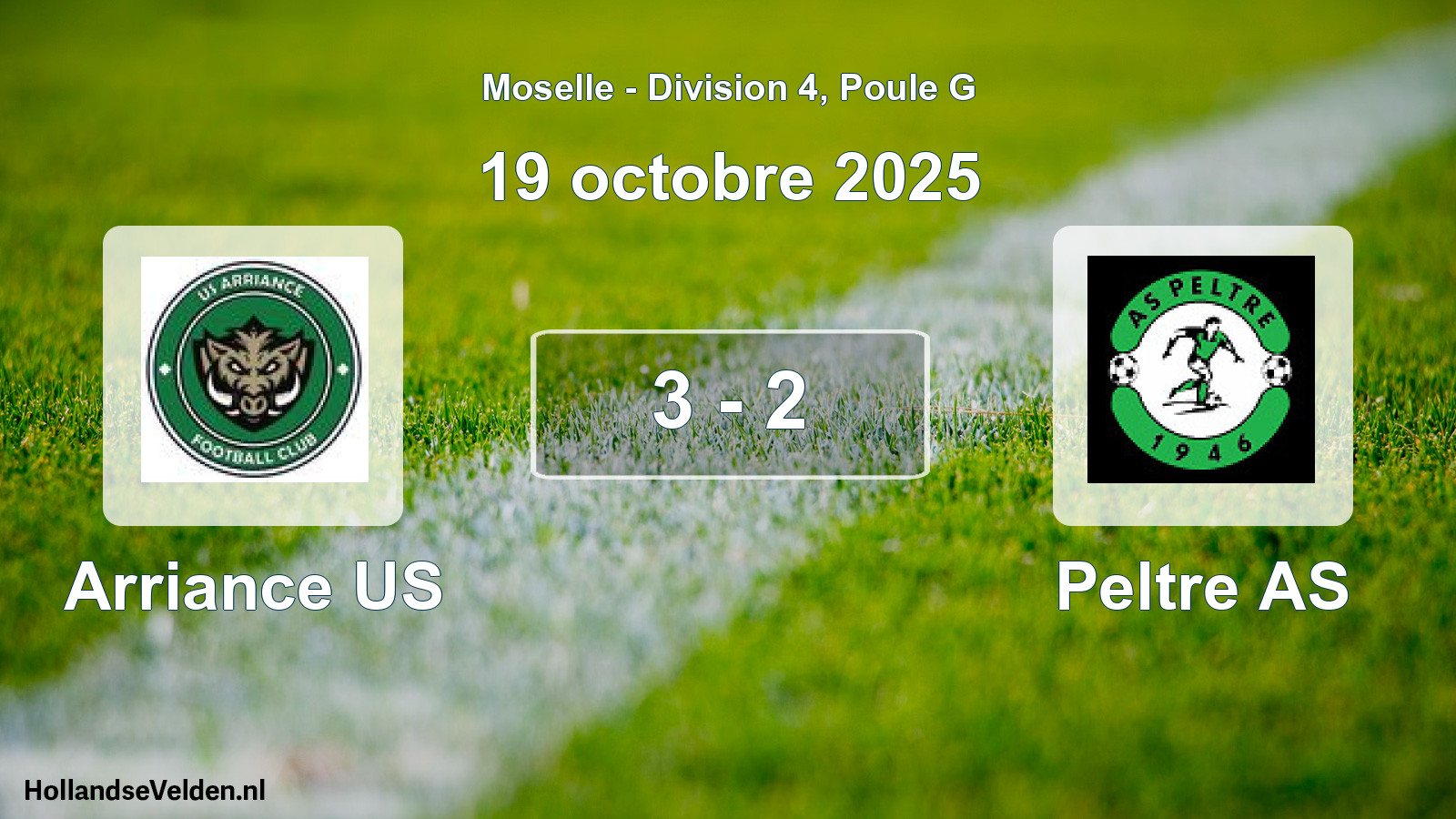 Match joué: Arriance US - Peltre AS 3 - 2 (19 octobre 2025)
