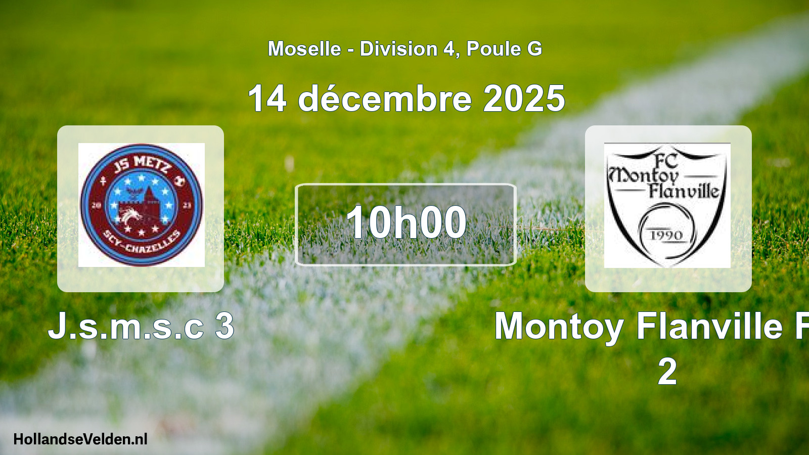 Match programmé: J.s.m.s.c 3 - Montoy Flanville FC 2 (14 décembre 2025)