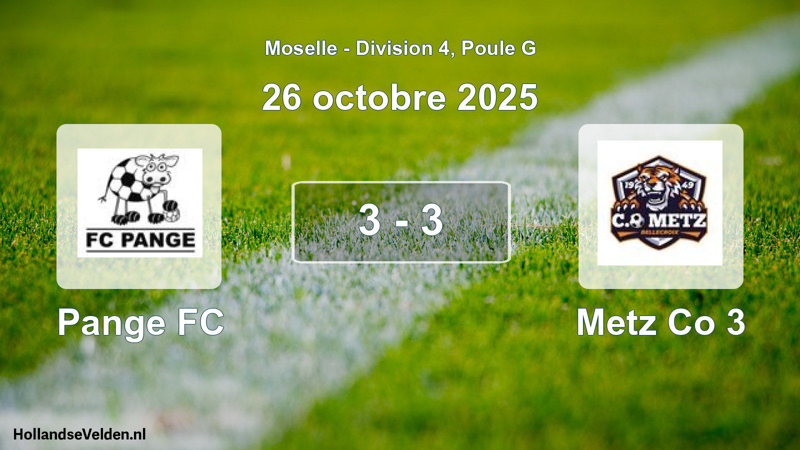 Match joué: Pange FC - Metz Co 3 3 - 3 (26 octobre 2025)
