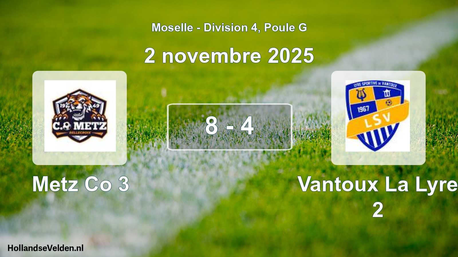 Match joué: Metz Co 3 - Vantoux La Lyre 2 8 - 4 (2 novembre 2025)