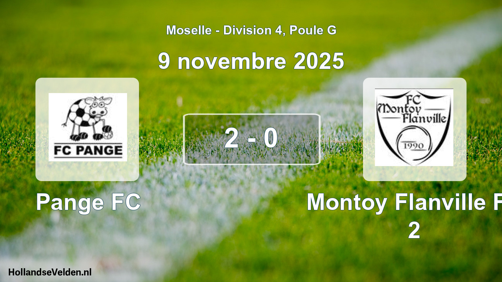 Match joué: Pange FC - Montoy Flanville FC 2 2 - 0 (9 novembre 2025)