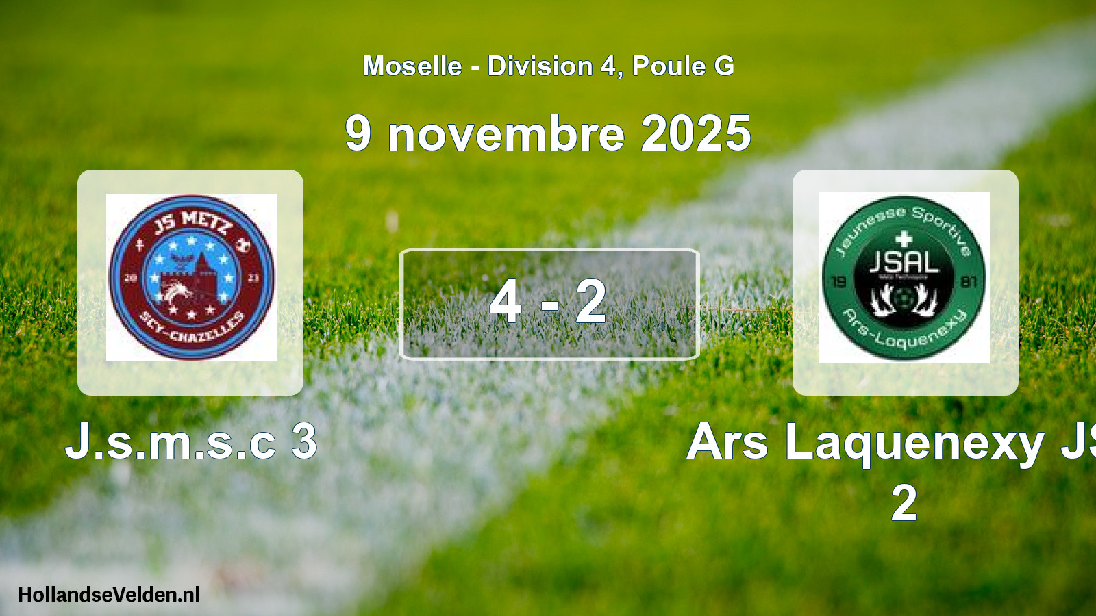 Match joué: J.s.m.s.c 3 - Ars Laquenexy JS 2 4 - 2 (9 novembre 2025)