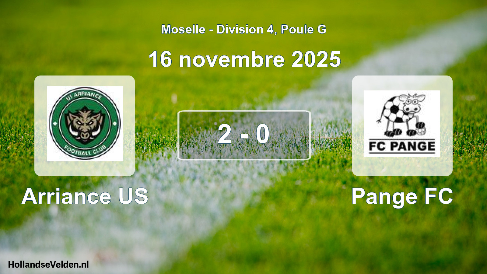 Match joué: Arriance US - Pange FC 2 - 0 (16 novembre 2025)