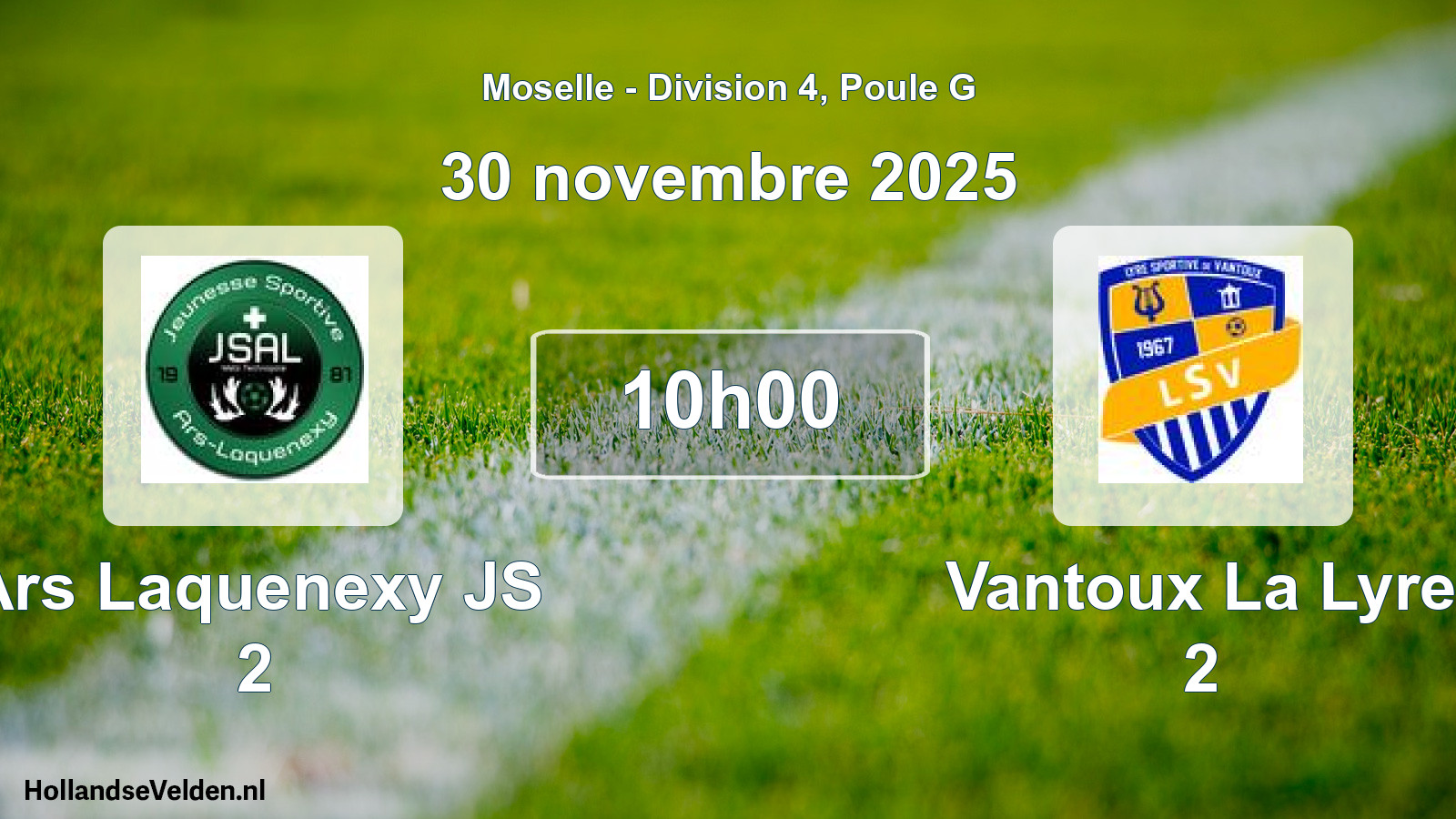 Match programmé: Ars Laquenexy JS 2 - Vantoux La Lyre 2 (30 novembre 2025)