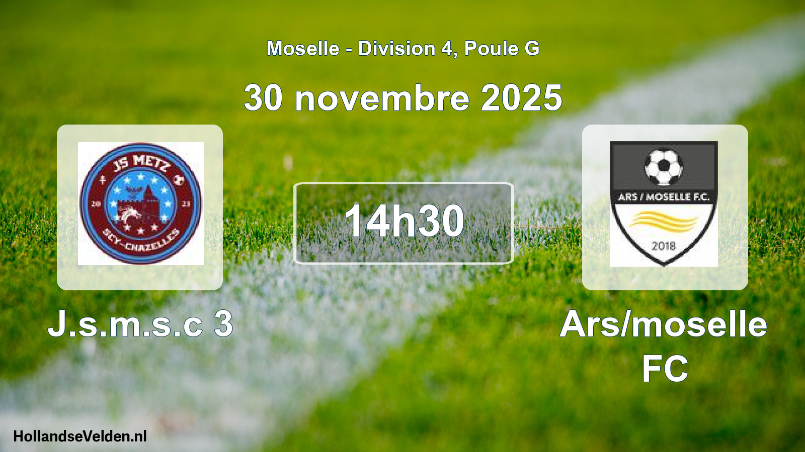 Match programmé: J.s.m.s.c 3 - Ars/moselle FC (30 novembre 2025)