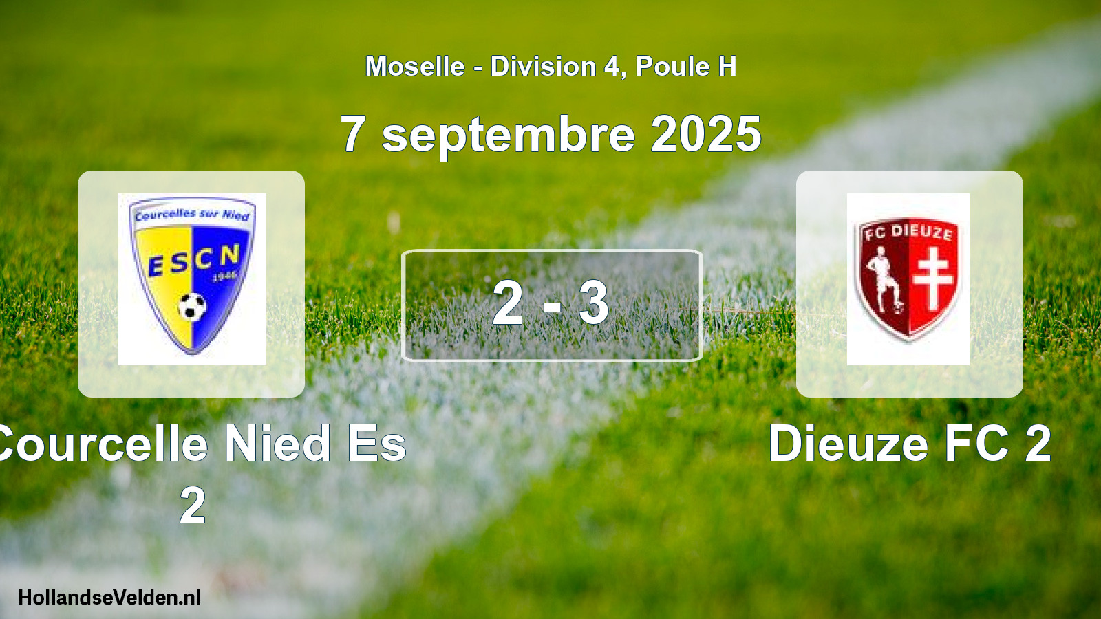 Match joué: Courcelle Nied Es 2 - Dieuze FC 2 2 - 3 (7 septembre 2025)