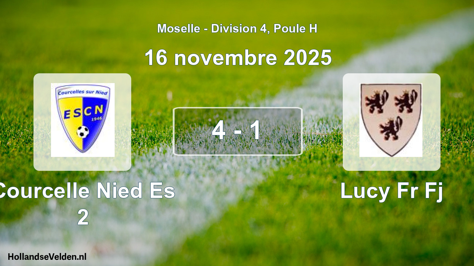 Match joué: Courcelle Nied Es 2 - Lucy Fr Fj 4 - 1 (16 novembre 2025)
