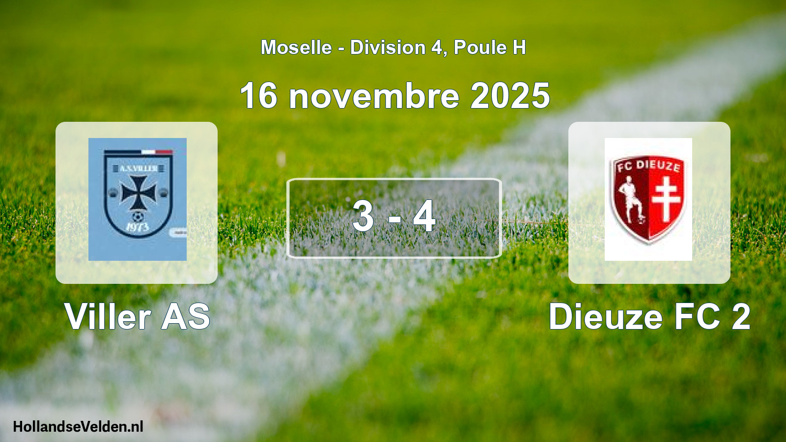 Match joué: Viller AS - Dieuze FC 2 3 - 4 (16 novembre 2025)