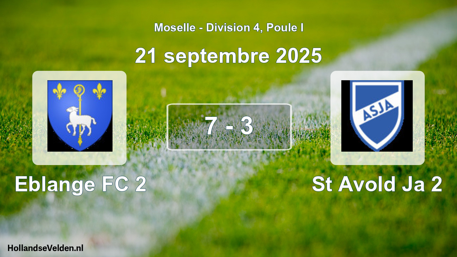 Total number of matches played: Eblange FC 2 - St Avold Ja 2 7 - 3 (21 September 2025)