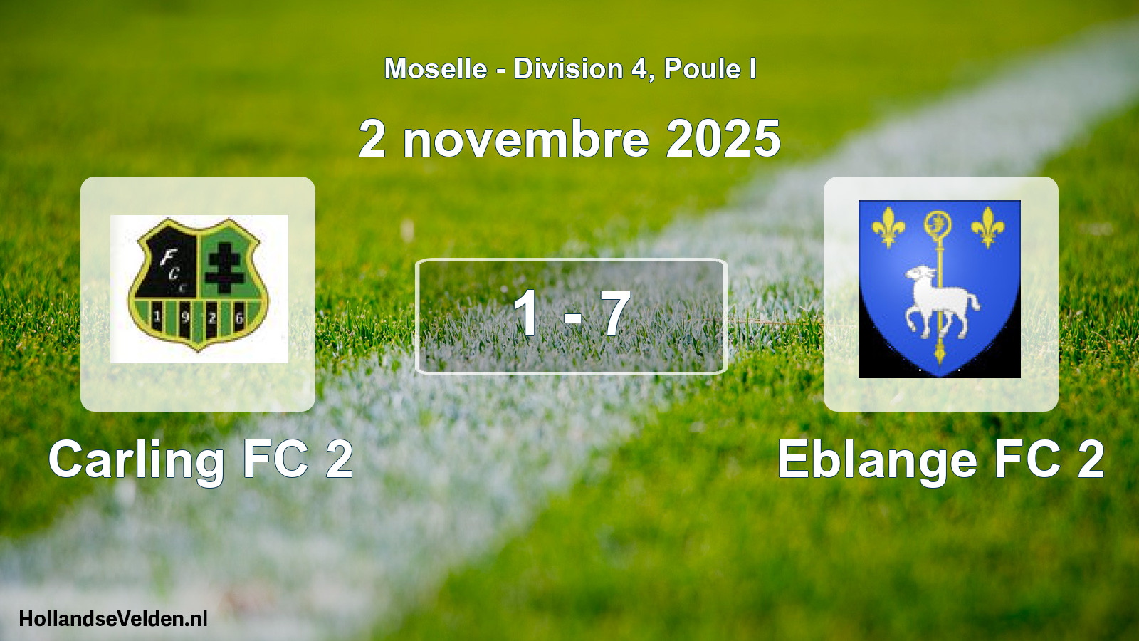 Match joué: Carling FC 2 - Eblange FC 2 1 - 7 (2 novembre 2025)