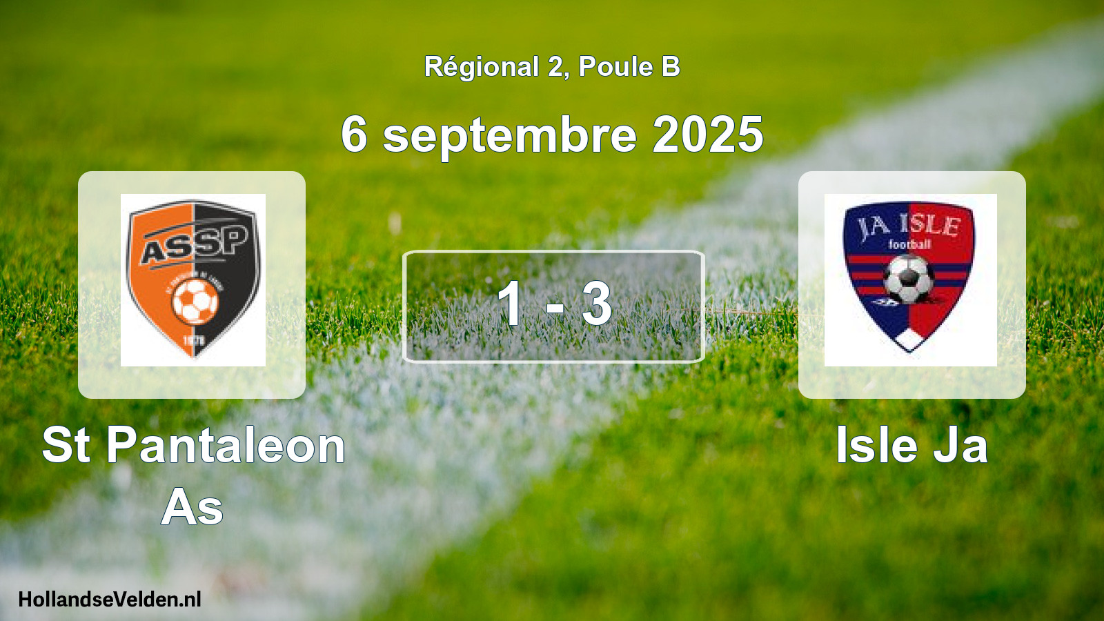 Gespeelde wedstrijd: St Pantaleon As - Isle Ja 1 - 3 (6 septembre 2025)