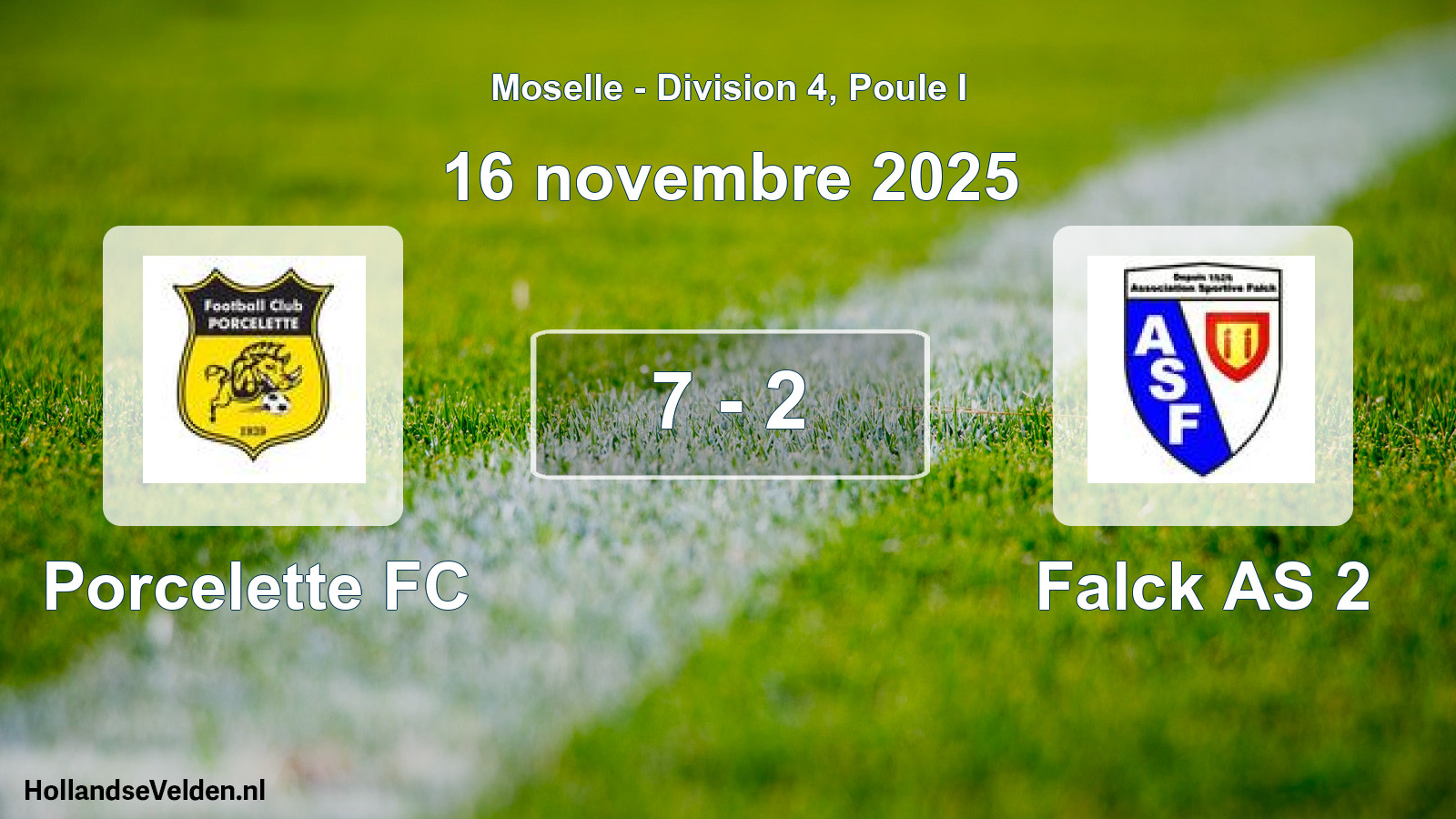 Match joué: Porcelette FC - Falck AS 2 7 - 2 (16 novembre 2025)
