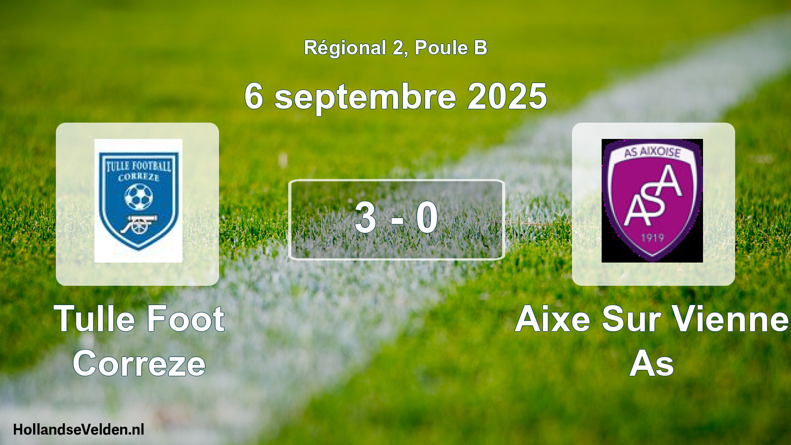 Gespeelde wedstrijd: Tulle Foot Correze - Aixe Sur Vienne As 3 - 0 (6 septembre 2025)